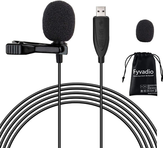 USB Lavalier Microphone, 6.6ft USB Microphone Plug & Play Omnidirectional Lapel Shirt Collar Clip on Mic for PC, Computer, Mac, Laptop, YouTube, Skype, Recording, Podcasting, Gaming