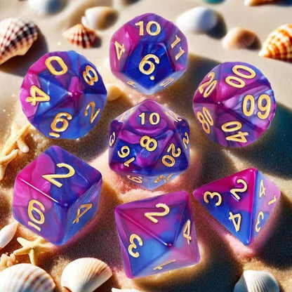 7Pcs Polyhedral DND Dice Set with Black Storage Bag(Blue&Purple Dice) | Classic dice set for RPG Polyhedral Dice for Dungeon and Dragons Playing Games 7-Die Set - color: Blue&purple Dice