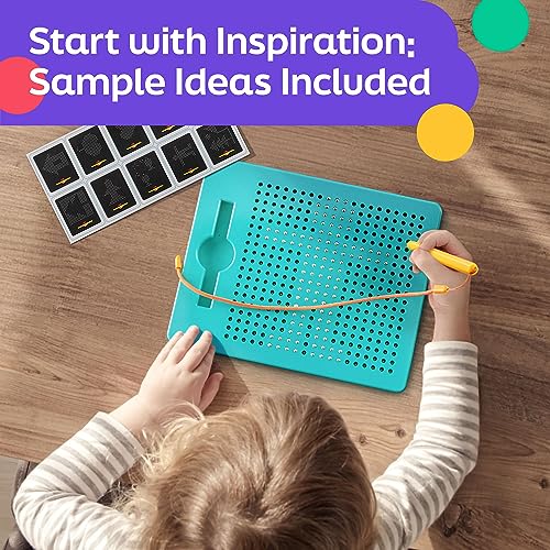 AYNAT FUN Magnetic Drawing Board for Kids & Toddlers with Beads and Magnet Stylus Pen - Magnetic Tablet Toy for Airplane & Car Ride Activities for Kids - size: Square Blue