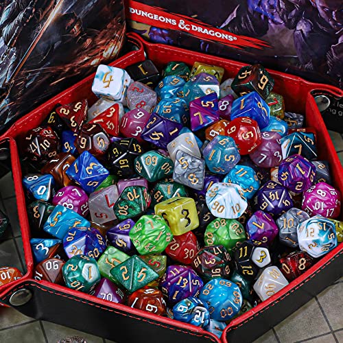 CiaraQ Polyhedral Role Playing Dice with Drawstring Storage Pouch | 26 acrylic dice sets – 182 pcs total, 7 per set (D4-D20). Lightweight & durable. Great for D&D & tabletop games. Ages 14+. - color: 26 Colors -Sickle Font