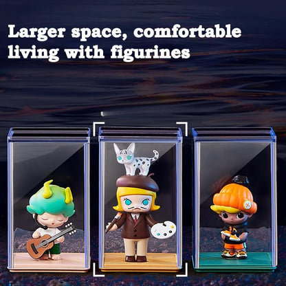 4 Pack Clear Figure Display Case 3x3x4.5 inch Small Acrylic Figurine Storage Box Showcase for Collectibles Minifigure Mini Dolls Toys Organizer - size: Pack of 4