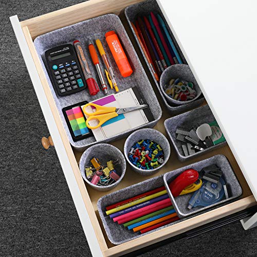 Welaxy 8-piece desk drawer organizer trays felt shallow bin Gray Minimalist - color: Gray