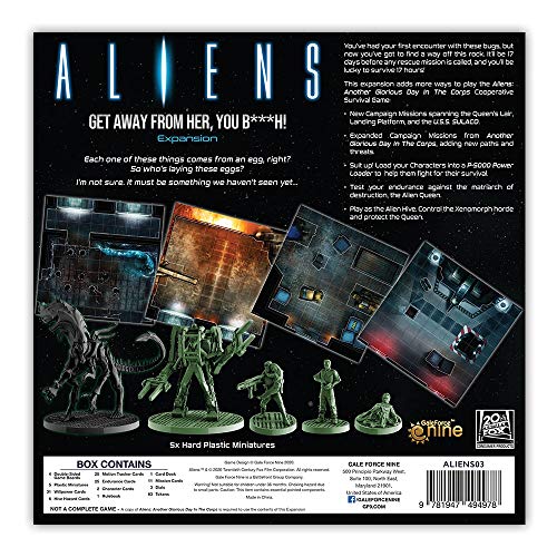 Gale Force Nine | Aliens: Another Glorious Day in The Corps: Get Away from Her, You BxXxh! Expansion | Board Game | 1-6 Players | Ages 14+ | 60 to 120 Minute Playing Time