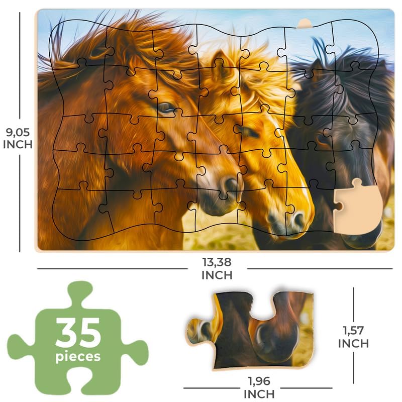 QUOKKA 35 Piece Dementia Activities for Adults - 3 Set Dementia Puzzles for Elderly - Large Piece Gifts Products for Seniors - Alzheimers Jigsaw Puzzle Games for Adults - Birds, Steeds, and Old City