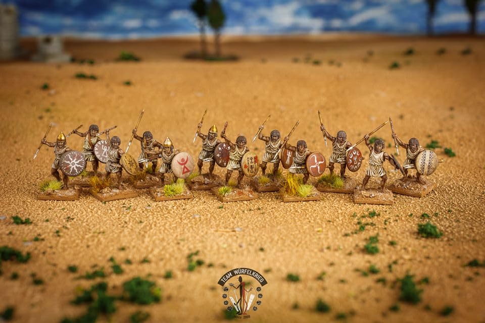 Wargames Delivered - Victrix Numidian Infantry Set with Bonus Miniature STL Download - 24 Highly Detailed 28mm Multipose Miniatures with Spears, Shields, and Head Options for Ancient Wargaming