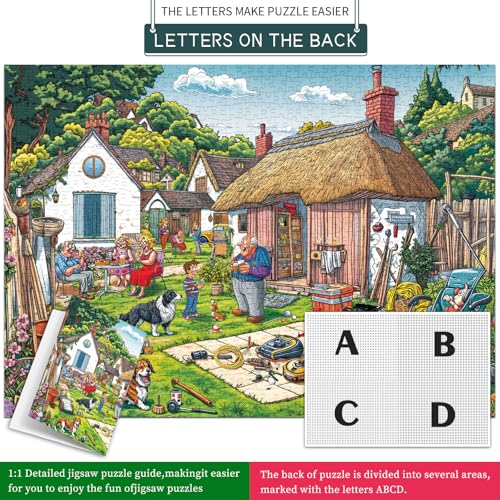 Puzzles for Adults 1000 Pieces, Warm Courtyard Jigsaw Puzzle with 1:1 HD Poster, Perfect Interlocking No Dust, Stress Relief Ideal Gift for Family Games - color: Warm Courtyard
