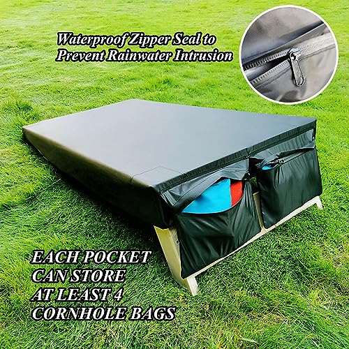 Cornhole Covers, Set of 2, for 4' x 2' Boards, Waterproof, Black | 2 Bags for Storing Cornhole Bags, Waterproof & UV Resistant, Thickened Protective Cover Corners