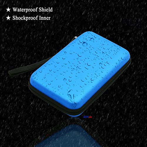 ADVcer 3DS Case, EVA Waterproof Hard Shield Protective Carrying Case with Detachable Hand Wrist Strap Compatible with Nintendo New 3DS XL, New 3DS, 3DS XL, 3DS, 3DS LL or 2DS XL or DSi, DS Lite (Blue) - color: Blue