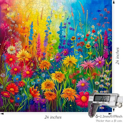 Bgraamiens Rainbow Flowers Garden 1000 Piece Puzzle for Adults,Hard Color Challenge for Wall Decro - color: Rainbow Flowers Garden