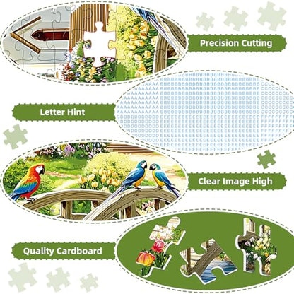Puzzles for Adults 500 Pieces,Charming Lakeside Church Puzzle for Adults,Beautiful Flower & Parrot Jigsaw Puzzles for Seniors,Puzzles for Family Game Nights & Holiday Party Gifts,20.5x15 in - style: 500P Church