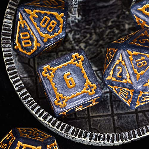 cusdie 7 Pcs 25mm Giant DND Dice with Dragon Eye Dice Bag, Polyhedral Dice Set, D&D Dice for Pathfinder RPG(Blue) - color: Blue