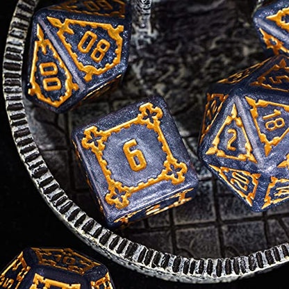 cusdie 7 Pcs 25mm Giant DND Dice with Dragon Eye Dice Bag, Polyhedral Dice Set, D&D Dice for Pathfinder RPG(Blue) - color: Blue