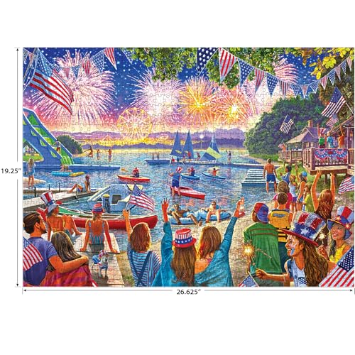 RoseArt Kodak Premium 4th of July Fireworks 1000 Piece Jigsaw Puzzle | 19.25" x 26.625" Finished Size, Sturdy Interlocking Pieces, Made in USA - style: Fireworks