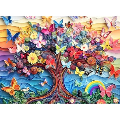 Jigsaw Puzzles 300 Pieces for Adults,Butterfly Puzzle 300 Piece Puzzle | Recycled Cardboard Puzzles for Adults Kids,Tree Jigsaw Puzzle Games Family Activity Great Gift - style: Butterfly Tree