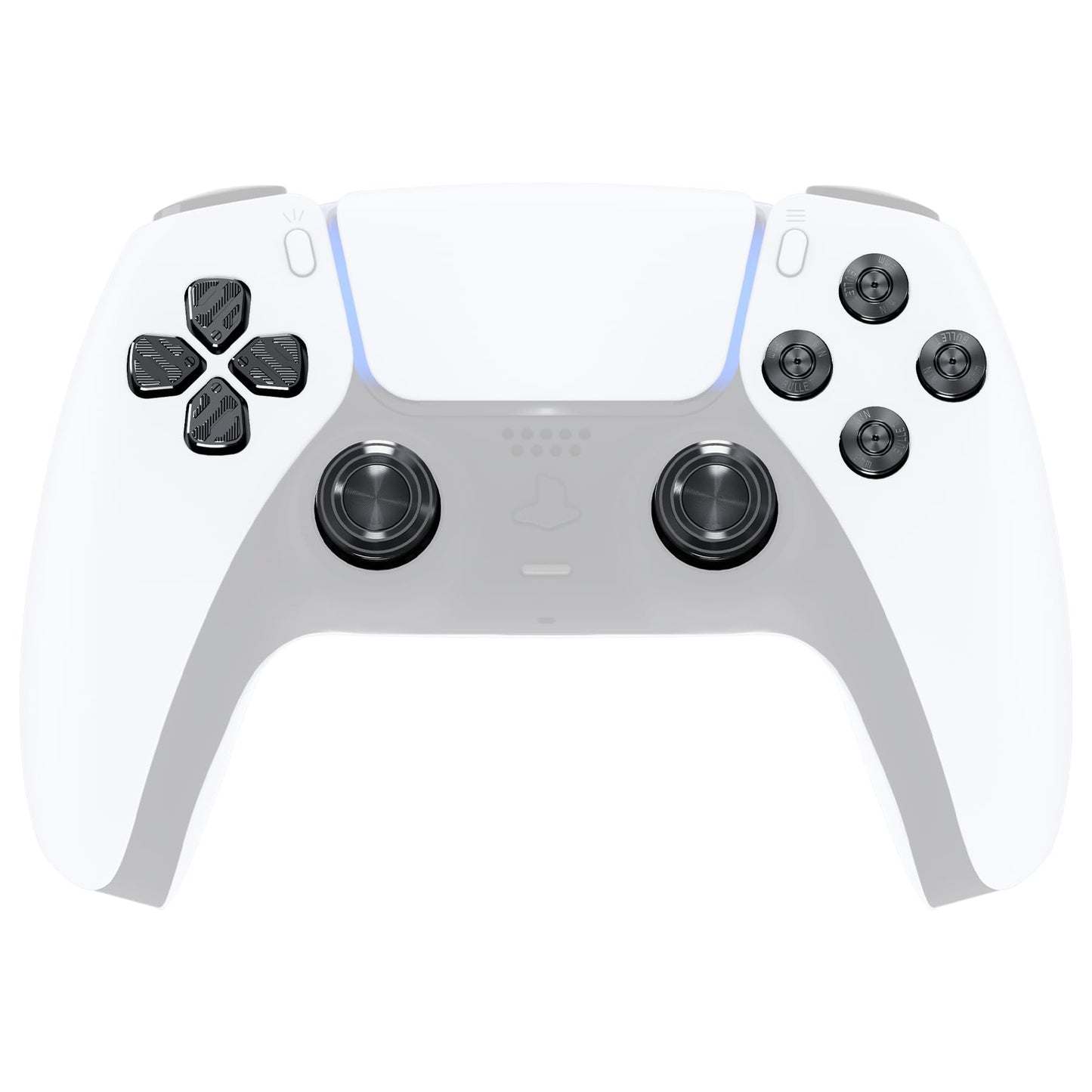 eXtremeRate Black Metal Thumbsticks Dpad ABXY Buttons for PS5 Controller, Custom Replacement Aluminum Analog Thumbsticks & Action Buttons & Direction Keys for ps5 Controller - color: 블랙.
