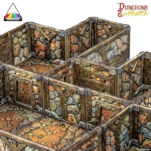 Dungeons & Lasers Prepainted Terrain Sets for DND and Tabletop RPG Games - 5E Compatible with 28mm-32mm Scale Miniatures - Modular Design for Fast Assembly (Abandoned Mines) - style: Abandoned Mines