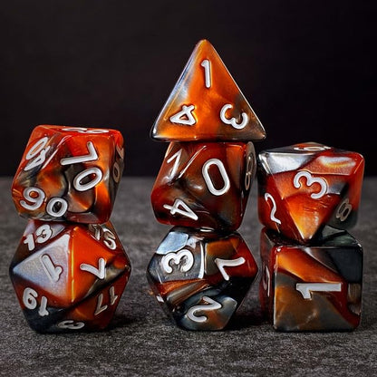 Sage’s Portal Stones DND Dice Set Acrylic Opaque 7-PC Polyhedral DND Dice Set for Dungeons and Dragons D&D Sage’s Cantrips RPG Tabletop TTRPG (Copper/Mica) - color: Copper/Mica/Silver