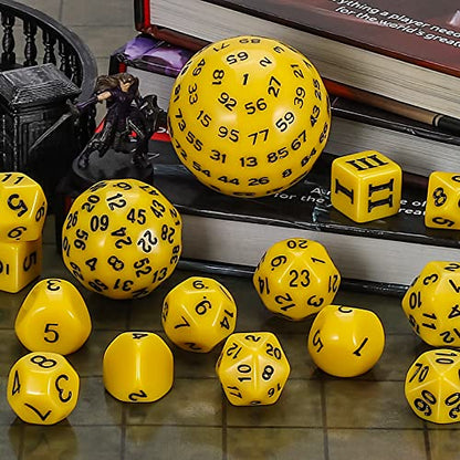 CiaraQ DND Polyhedral Dice Set (15pcs) D4-D100 Game Dice with Dice Bag | Acrylic Role Playing Dice for Dungeons and Dragons MTG Table Games (Yellow & Black) - color: Yellow & Black