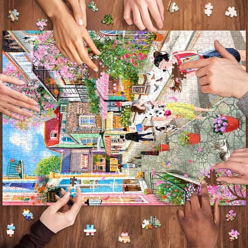 HUADADA 1000 Piece Puzzle for Adults - City Street Scenery, Matte Finish, Eye-Friendly Craftsmanship, Relaxation Gift for Puzzle Lovers - color: City Street Scenery