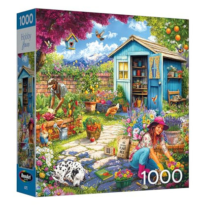 RoseArt Hobby Haven Couple in The Garden 1000 Piece Jigsaw Puzzle | 19.25" x 26.625" Finished Size, Fully Interlocking Pieces, Bonus Poster Included, Made in USA - style: Couple In The Garden
