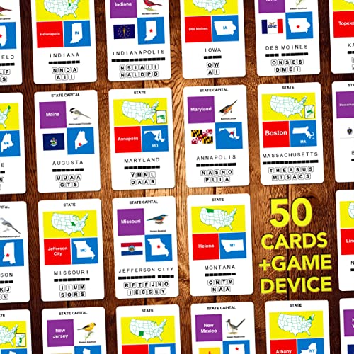 US States & Capitals Flash Cards | All 50 States and Capitals to Learn | Fun and Functional Case | Ultimate Flashcards for United States Geography | Card Games for Kids and Adults | Ages 6+ - style: US States & Capitals