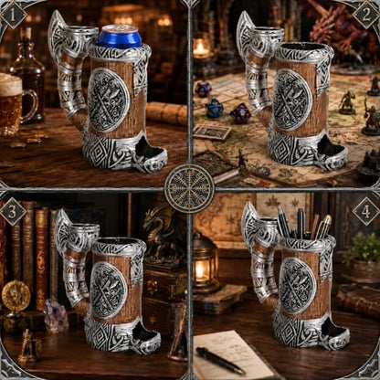 Dice Tower Mug, Dice Rolling Tower, Comes with 7 PCS Dice Set, Suitable for DND Dungeons and Dragons, Tabletop Games, Available As Drink Holder, D&D Gifts, DND Accessories (Gray-Gold) - color: Gray-gold