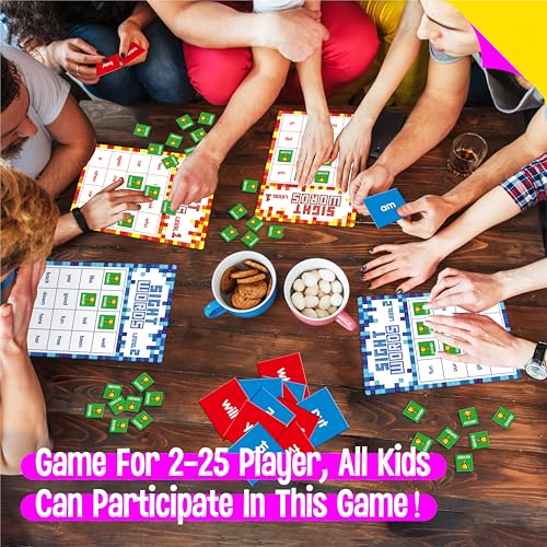 Sight Word Bingo Game, 144 Sight Words Learn to Read Level 1 & Level 2 Bingo Board Game Dolch's & Fry's Words Lists for Kindergarten and Preschool, Grade 1st, 2nd, Kids 4-8 (Up to 25 Players) - style: Sight Word Level 1 & Level 2-A