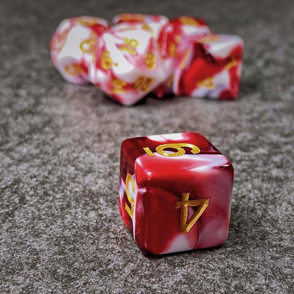 Sage’s Portal Stones DND Dice Set Acrylic Opaque 7-PC Polyhedral DND Dice Set for Dungeons and Dragons D&D Sage’s Cantrips RPG Tabletop TTRPG (Red/White) - color: Red/White