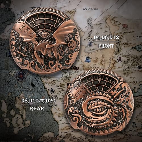 DND Spinner Dice DNDND 7-in-1 Fidget Spinner Metal D&D Dice Set with Gorgeous Gift Box for Dungeons and Dragon and Tabletop Game (Copper) - color: Dragon Copper