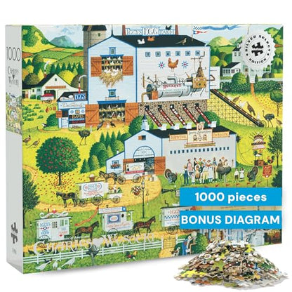 Buffalo Games - Charles Wysocki Sunny Side - 1000 Piece Puzzle for Adults | Art by Charles Wysocki, Silver Select, Foil Finish, Size 26.75 x 19.75, Includes Poster, Recycled Board, Giftable Display Box