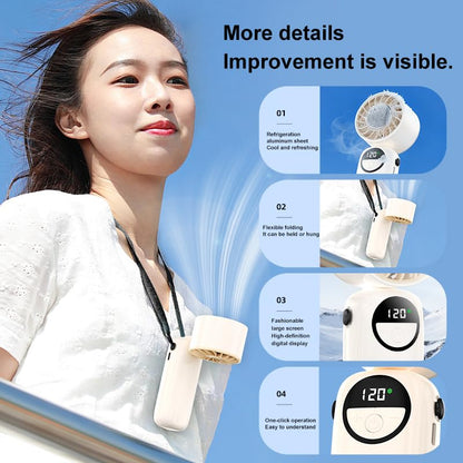 Portable Handheld Fan with Ice Cooling, USB Rechargeable Personal Hand Held Fan, 120 Gear Speed Wind Stepless Control, 4000mah Battery Operated, Powerful Hand Fan Neck Fan for Travel Outdoor (White)