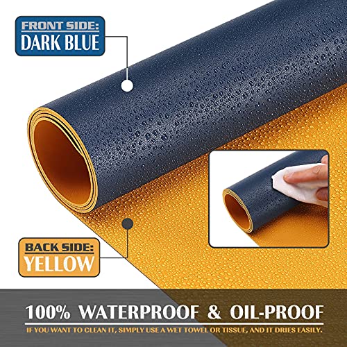 K KNODEL Large Office Leather Desk Mat, Mouse and Keyboard Pad, Computer and Laptop Mat, Desktop Protector and Cover, Writing Pad and Blotter (31.5"x15.7", Dark Blue) - color: Dark Blue, size: 31.5" x 15.7"