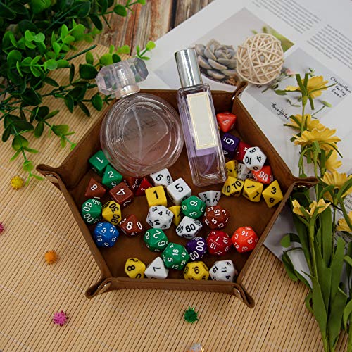 SIQUK 4 Pieces Dice Tray Hexagon Dice Rolling Holder Folding PU Leather Dice Trays for Dice Games Like RPG, DND and Other Table Games (Royal Blue, Orange, Camel and Black) - color: Royalblue, Orange, Camel and Black