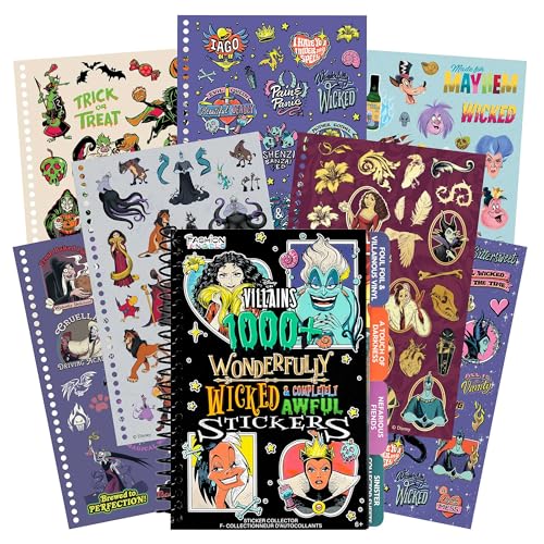 Fashion Angels Disney Villains 1000+ Tabbed Sticker Book | Includes Foil & Vinyl Stickers, Collector Sheets & More, Craft, Decorate & Personalize for Kids - color: Villains