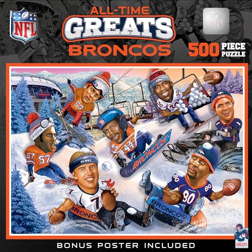 MasterPieces NFL Denver Broncos All-Time Greats Jigsaw Puzzle - 500 Pieces - 15"x21" - NFL Football Puzzle - style: Denver Broncos