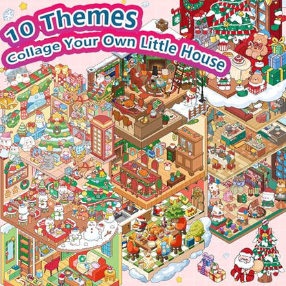 Sticker Book Collection, 10 Sets DIY 3D Sticker Scenes[Medium, Red] | Premium Reusable Craft Kit for Stress Relief, Mix & Match Creative Sets to Make Stickers for Gifts and Therapy - style: M Red Party
