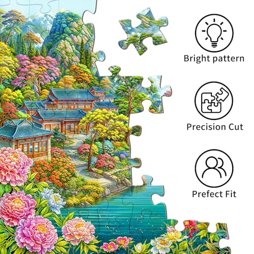 Puzzles for Adults 1000 Pieces, Jigsaw Puzzle for Adults, Fun Challenging Puzzle, Misty Rain in Jiangnan Puzzles Game, Interlock Perfectly No Dust, Gifts for Father's Mother’s Day - color: Misty Rain