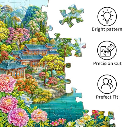 Puzzles for Adults 1000 Pieces, Jigsaw Puzzle for Adults, Fun Challenging Puzzle, Misty Rain in Jiangnan Puzzles Game, Interlock Perfectly No Dust, Gifts for Father's Mother’s Day - color: Misty Rain