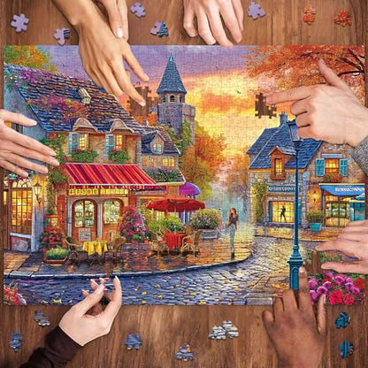 Puzzles for Adults 1000 Pieces,The Streets of Autumn Jigsaw Puzzle with 1:1 HD Poster, Perfect Interlocking No Dust, Stress Relief Ideal Gift for Family Games - color: The Streets of Autumn