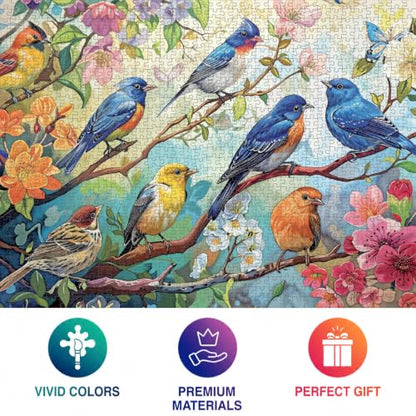 Cross & Glory | 1000 Piece Jigsaw Puzzles for Adults | Birdsong in Bloom | Audubon Birds | 2mm Thick Pieces | Bonus Reference Poster | Satin Finish | Ages 14+ - color: Birdsong in Bloom