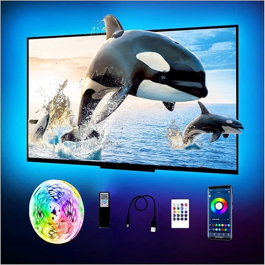 phopollo LED Lights for TV, 15Ft TV LED Backlight, Bluetooth Color Changing LED Strip Lights for TV 65-75 inch, App Control, USB Powered
