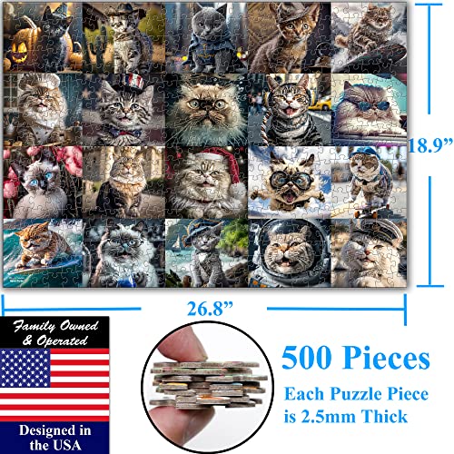 Think2Master Cute Cats 500 Pieces Jigsaw Puzzle Featuring Large Pieces & heartwarming Kittens. for Adults, Seniors & Families. Great Gift 13+ Size: 26.8” x 18.9” - style: Cute Cats