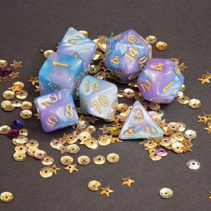 Sage’s Portal Stones DND Dice Set Acrylic Opaque 7-PC Polyhedral DND Dice Set for Dungeons and Dragons D&D Sage’s Cantrips RPG Tabletop TTRPG (Purple/Blue) - color: Purple/Blue