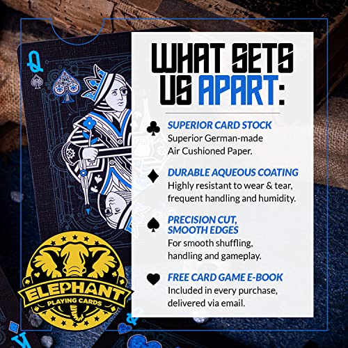 Cyberpunk Blue Playing Cards, Cardistry Decks, Black Deck of Cards for Kids & Adults, Cool with Card Game e-Book, Unique Poker, - color: Blue