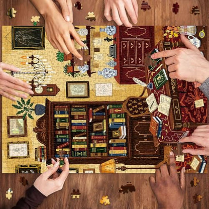1000 Piece Jigsaw Puzzles for Adults, Study Room Puzzle with 1:1 HD Poster, Precise Interlocking, Letter Markings on Back, Dust-Free, Stress Relief & Ideal Family Game Gift - color: Study Room