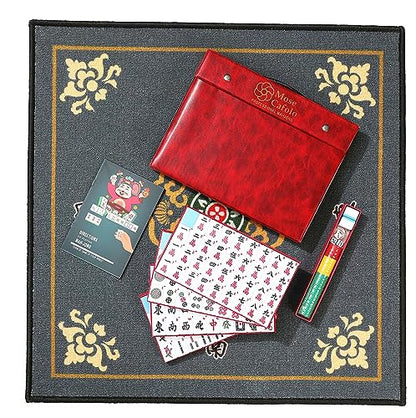Chinese Mahjong Game Set 146 Numbered Large Tiles with Carrying Travel Case | Complete Majiang Mah Jongg Ma Jong set for family game nights parties travel and gifting with easy setup and portable storage - color: Blue Tile
