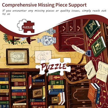 1000 Piece Jigsaw Puzzles for Adults, Study Room Puzzle with 1:1 HD Poster, Precise Interlocking, Letter Markings on Back, Dust-Free, Stress Relief & Ideal Family Game Gift - color: Study Room