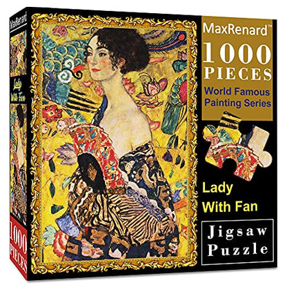 MaxRenard Game Jigsaw Puzzle 1000 Pieces and Up Fine Art Collection Toy Klimt Lady with Fan - color: A009