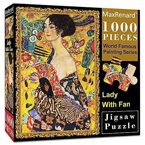 MaxRenard Game Jigsaw Puzzle 1000 Pieces and Up Fine Art Collection Toy Klimt Lady with Fan - color: A009