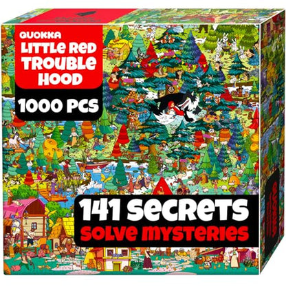 QUOKKA 1000 Piece Jigsaw Puzzle for Adults Red Riding Hood – Puzzles for Adults 1000 Pieces Premium Box Packaging - Extra Fun Hidden Secrets & Audio Story – Perfect Relaxation Creativity Gift - color: Red Hood